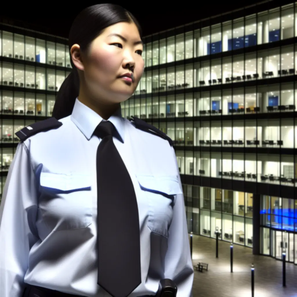 Night-time view of a secured commercial building under private security protection