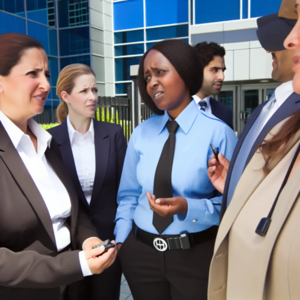 Security officers coordinating response at a commercial site