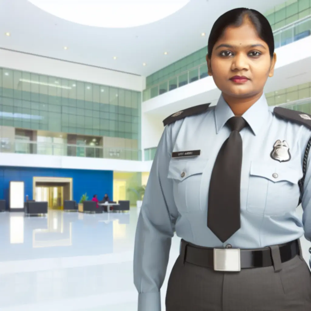Uniformed security officer monitoring an access point