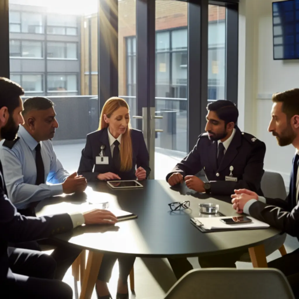 Security specialists in a consultation meeting with a UK client
