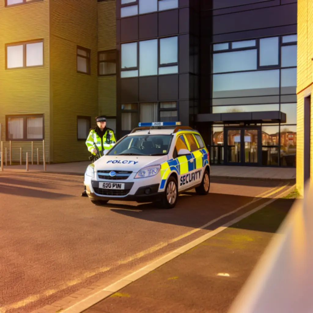 Marked mobile patrol car conducting security rounds