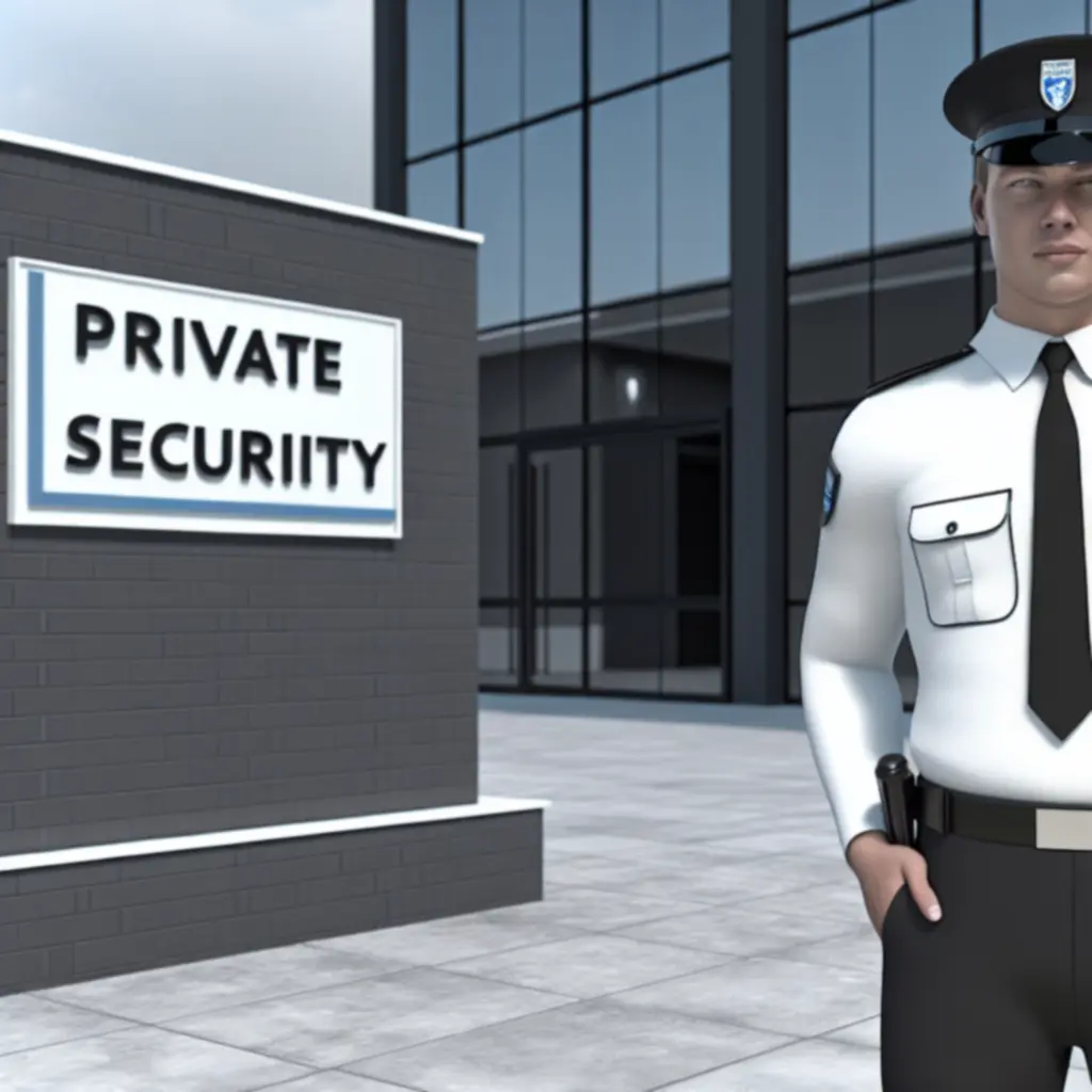 Professional private security officers on duty at a commercial site