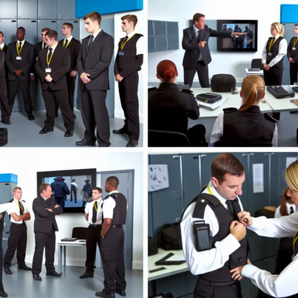 Professional security officers undergoing structured training in a controlled environment