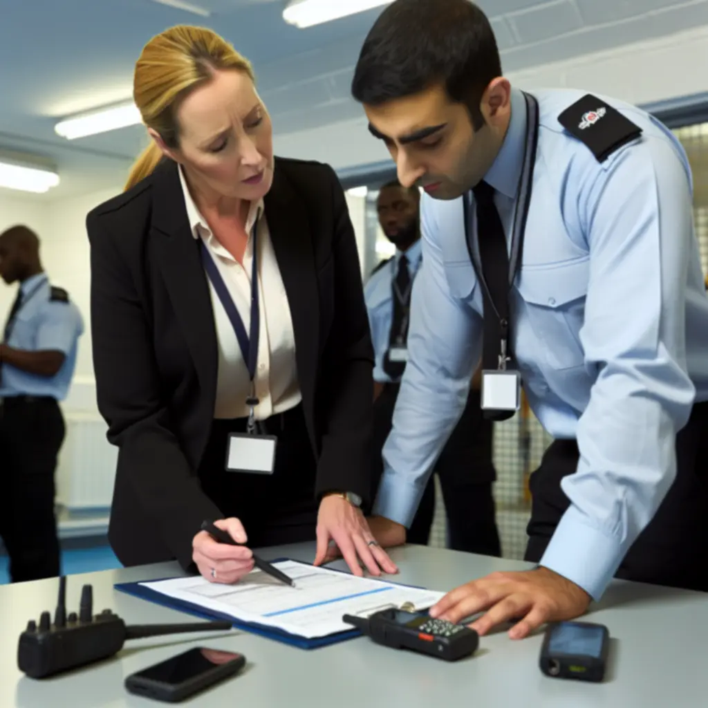Security supervisors conducting an on-site quality audit with officers